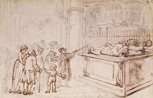 ウェストミンスター寺院のモニュメント（セピアインクと鉛筆） 作： Thomas Rowlandson